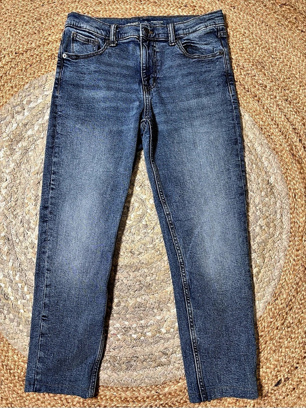 Old Navy Original Taper Non-Stretch Jeans Straight Leg Jeans Blue Waist 14